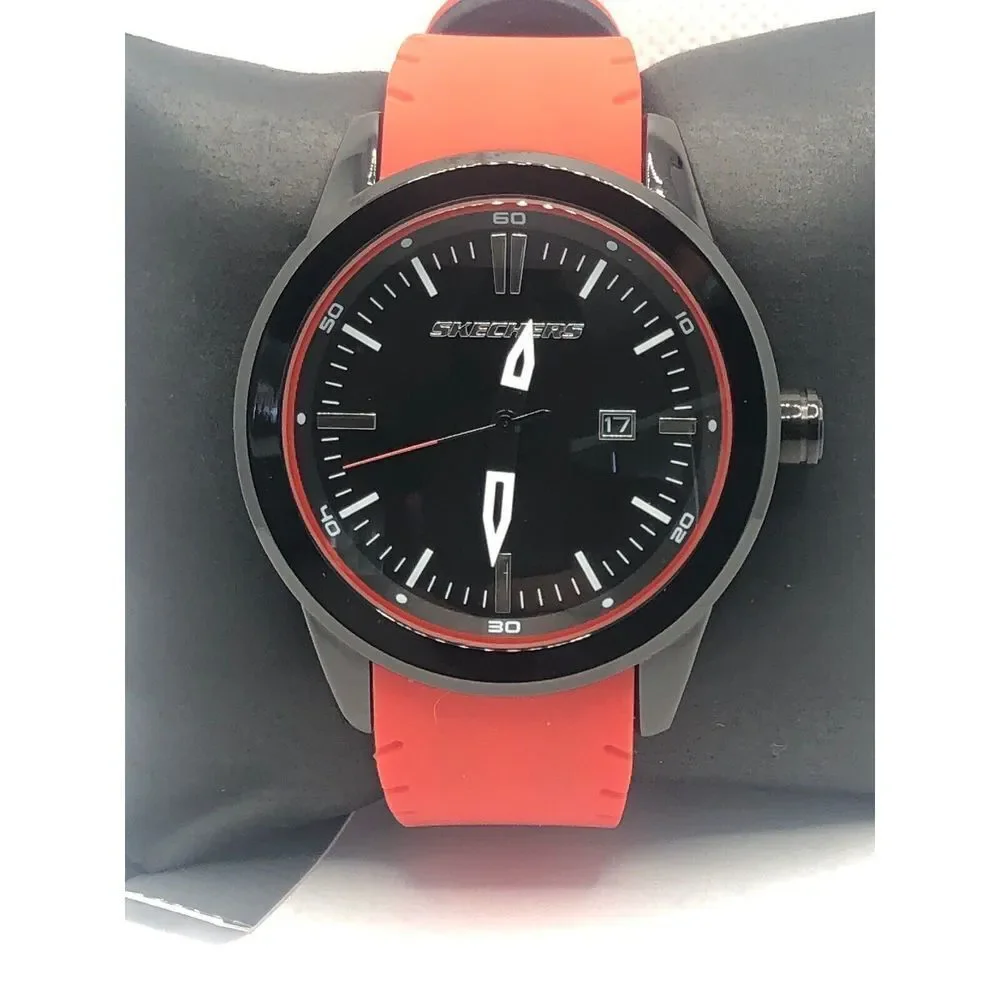 Skechers SR5005 Men's Red Silicone Analog Black Dial Quartz Genuine Watch OP151